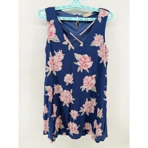 Altar'd State Womens Blue Pink Floral V-Neck Sleeveless Mini Dress Size S